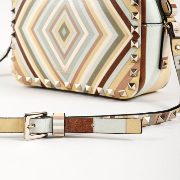 Valentino 1975 Multicolor Vitello Rockstud Native Couture Camera Printed Crossbo - Picture 7 of 12